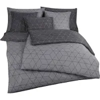 TRAUMSCHLAF Mako-Satin Bettwäsche Geo grau 135x200 cm + 80x80 cm