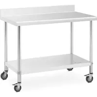 Royal Catering B-Ware Edelstahltisch mit Rollen - PREMIUM - 60 x 120 cm - 158 kg - Aufkantung - RCAT-120/60-WS