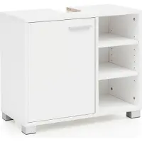 FineBuy Waschbeckenunterschrank 60x55x32 cm weiß mit Tür Unterschrank Waschbecken Badezimmer Waschtischunterschrank mit Fächern Badezimmerschrank