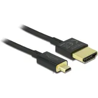 DeLOCK HDMI-A/HDMI Micro-D, 3 m, 3 m, HDMI Typ A (Standard), HDMI Typ D (Mikrofon), 3840 x 2160 Pixel, 3D, Schwarz