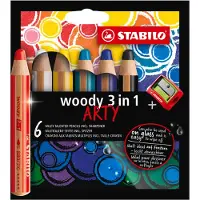 Stabilo Buntstifte - Woody 3-in-1 Arty - 6 st. - Mehrfarbig - - One Size - Buntstiftsets
