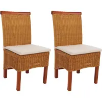 MCW 2er-Set Esszimmerstuhl Var, Korbgeflecht mit Sitzkissen