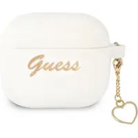 GUESS Gua3Lschsh Airpods 3-Abdeckung Weiß/Weiß Silikon-Charm-Herz-Kollektion