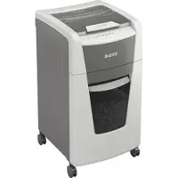 Leitz IQ Autofeed Office 300 Aktenvernichter P5, Vollautomatik, Mikroschnitt 2 x 15 mm, 60 l, 300 Blatt Schnittleistung, mit Rollen, weiß