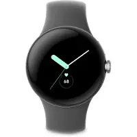 Google Pixel Watch LTE Polished Silver Sportband Charcoal Neu