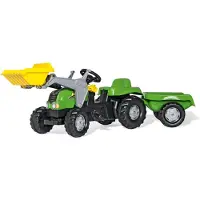 Rolly Toys Kid Trettraktor mit Schaufellader und Anhänger grün/silber, Maße: 161x47x55 cm; 02 313 4