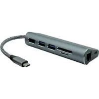 ProXtend USBC-MULTI7-001, Kabelgebunden, USB 3.2 Gen 1 (3.1 Gen 1) Type-C, 65 W, 1000 Mbit/s, Grau, China