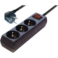 Hapena 48052 Steckdosenleiste 3-fach m. Schalter schwarz