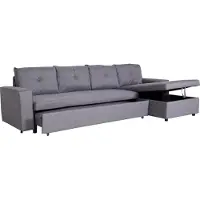 Mendler Ecksofa mit Bettkasten MCW-L16, Couch Sofa L-Form, Liegefläche rechts Nosagfederung Stoff/Textil 290cm grau