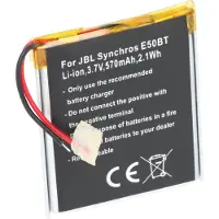 AccuCell Akku passend für JBL Synchros E50BT, Li-Ion, 3,7V, 570mAh, 2,1Wh, built-in, ohne Werkzeug