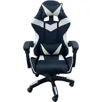 HTI Gamingstuhl Krit Schwarz Kunstleder, ergonomisch, Lordosenstütze mit Massagefunktion, Kippfunktion, 110 kg