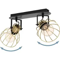 Eglo Deckenstrahler Sambatello, Deckenlampe mit schwenkbaren Spots, Deckenleuchte aus Metall in Schwarz und Messing-Gebürstet, Deckenspot, E27