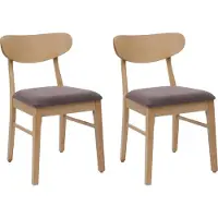 MCW 2er-Set Esszimmerstuhl MCW-M59, Küchenstuhl Stuhl, Stoff/Textil Massiv-Holz helles Gestell, taupe