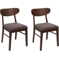 Mendler 2er-Set Esszimmerstuhl MCW-M59, Küchenstuhl Stuhl, Stoff/Textil Massiv-Holz dunkles Gestell, taupe