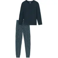 Schiesser Schlafanzug "Uncover Nightwear" 2 tlg. mit Rundhalsausschnitt, Langarm, Single Jersey-Qualität