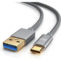 Primewire USB-C 3.1 Kabel, USB Typ C zu Typ A, Datenkabel, Ladekabel, Nylonmantel, bidirektional, Geschirmt - 2m