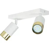 Licht-Erlebnisse Deckenspot Aluminium GU10 verstellbar in Weiß Gold 2-flammig länglich