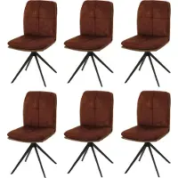 Mendler 6er-Set Esszimmerstuhl MCW-M68, Küchenstuhl Lehnstuhl, drehbar Auto-Position, Metall Stoff/Textil braun