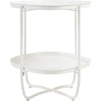 En.casa Tabletttisch ‘Sandefjord’ rechteckig mit 2 abnehmbaren Tabletts Stahl 57,5 x 46 x 46 cm Weiß