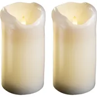 Novaliv 2er-Set LED-Stumpenkerzen groß - Echtwachskerze mit beweglicher Flamme flackernd - Timerfunktion