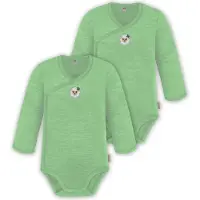 Normani 2er Pack Doppelpack Baby-Body Merino Wickelbody Bodysuit Langarm - 9343