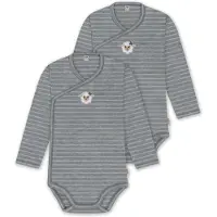 Normani 2er Pack Baby-Body Basic Merino Wickelbody Langarm mit Knopf - 9347