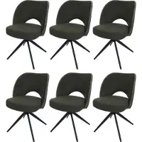 Mendler 6er-Set Esszimmerstuhl MCW-N72, Polster-Küchenstuhl, drehbar Auto-Return, Stoff/Textil (420g/m²) grün