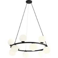 Licht-Erlebnisse Pendelleuchte Metall Glas B: 86 cm H: max. 110 cm Schwarz Weiß E14 rund Kugel Schirm Modern