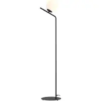 Licht-Erlebnisse Stehlampe Glas Metall E27 161 cm hoch Schwarz Weiß Kugel Schirm Modern Stehleuchte