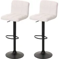 Mendler 2er-Set Barhocker MCW-G87, Tresenhocker Barstuhl, höhenverstellbar drehbar, Stoff Boucle (450g/m²) MVG creme-weiß