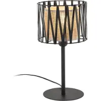 Licht-Erlebnisse Tischleuchte Metall D: 20 cm 37 cm hoch Schwarz Braun E27 rund Modern Nachttischlampe