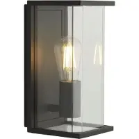 Licht-Erlebnisse Wandlampe außen Aluminium E27 IP44 H: 27 cm Dunkelgrau eckig Vintage Design Außenleuchte Wand