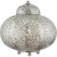 Licht-Erlebnisse Tischlampe Metall rund Ø 26 cm 29 cm Nickel glänzend E27 Nachttischlampe