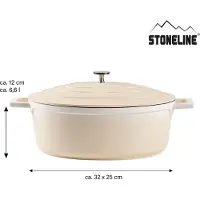 Stoneline Cocotte Bräter Oval 32x25 cm Creme | mit Deckel