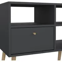 Ebuy24 Bodo TV Tisch 2 Schubladen, 4 Ablagen matte grau.
