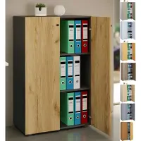VCM Holz Büroschrank Aktenregal Lona 3 Fächer mit Drehtüren