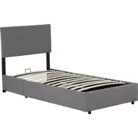 Corium Polsterbett 'Juva' Cord mit Lattenrost 90x200 cm Grau