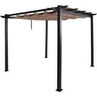 Mendler Aluminium Pergola MCW-N93, Gartenpavillon Pavillon Garten, stabiles 8cm-Gestell Schiebedach UV50+ 3x3m taupe