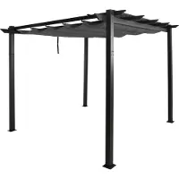 Mendler Aluminium Pergola MCW-N93, Gartenpavillon Pavillon Garten, stabiles 8cm-Gestell Schiebedach UV50+ 3x3m anthrazit