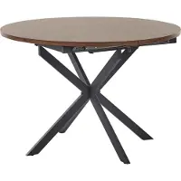 Beliani Ausziehbarer Esstisch Dunkelbraun MDF mit Metallbeinen Kreuzgestell Schwarz 110/140x110cm Rund Esszimmer Modern