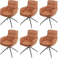 MCW 6er-Set Esszimmerstuhl MCW-K32, Küchenstuhl Lehnstuhl Stuhl, drehbar Auto-Position, Stoff MVG Wildleder-Optik braun