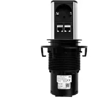 Bachmann ELEVATOR Steckdoseneinheit 1x Schuko 2x LAN Chrom matt