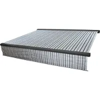Mendler Elektrische Vollkassetten-Markise H124, 5x3m ausfahrbarer Volant Polyester Grau/Weiß, anthrazit