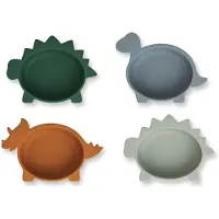 Liewood Iggy Dino Schüsseln Silikon 4er-Pack, Blue Multi