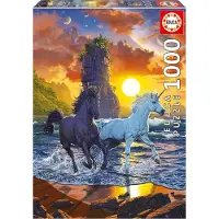 Educa Puzzle, 1000 Teile: Einhörner am Strand, 19025