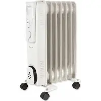 Emerio Ölradiator HO-124421 - 15 m² – 1500W – 7 Rippen – Einstellbares Thermostat – 3 Heizstufen – Mechanische Bedienung – Kippschutz - mit Rollen