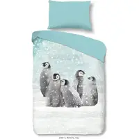 Muller Textil Good Morning Kinder Bettwäsche mit Pinguin- 140x200 cm- 100% Baumwolle