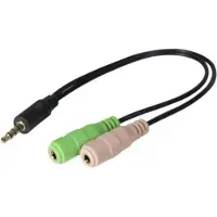 Exertis Connect Telefon-Klinkenadapter, CTIA Norm, 1x 3,5 mm Telefon-Klinkenstecker / 2x 3,5 mm Stereo Klinkenbuchs