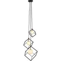 Näve Pendelleuchte - 3flg. Pendelleuchte "CADRE" H: 147cm, Hängelampe im Industrial Style, ausMetall und Glas in schwarz, 147 cm hoch, Maße 40 x 40 cm, G9-Fassung