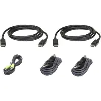 Aten 1,8 M USB DisplayPort Dual Display Secure KVM Kabel-Set, 1,8 m, USB, USB, DisplayPort, Schwarz, USB Type-A/3.5mm/DisplayPort